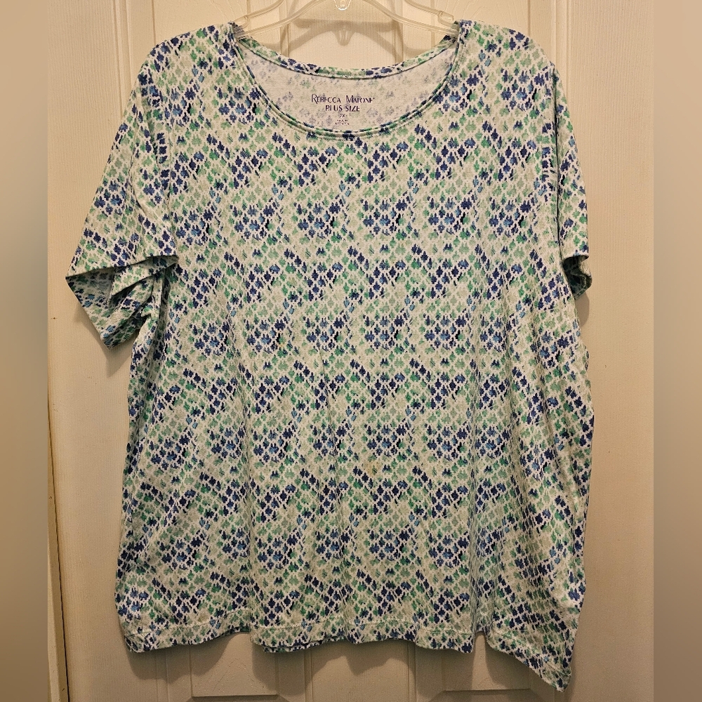Rebecca Malone Blue and Green Short Sleeve T-Shirt
